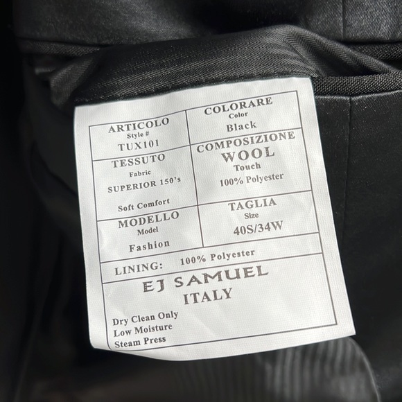 NWT,EJ Samuel Black Tuxedo (TUX101) black,made in Italy,black - Picture 13 of 17